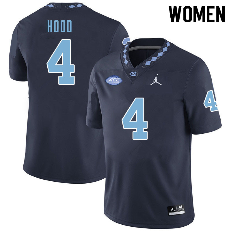 Women #4 Caleb Hood North Carolina Tar Heels College Football Jerseys Sale-Navy